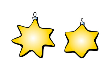 Vector color toy, decoration in form of star for xmas tree, in doodle style. Clipart for Merry Christmas and New Year