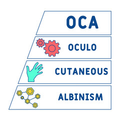 OCA - Oculo Cutaneous Albinism acronym. medical concept background.  vector illustration concept with keywords and icons. lettering illustration with icons for web banner, flyer, landing 