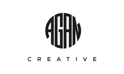 Letters AGAN creative circle logo design vector, 4 letters logo