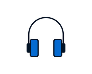 Headphones flat icon. Single high quality outline symbol for web design or mobile app.  Holidays thin line signs for design logo, visit card, etc. Outline pictogram EPS10