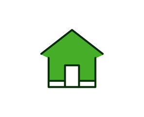 Green house flat icon. Single high quality outline symbol for web design or mobile app.  House thin line signs for design logo, visit card, etc. Outline pictogram EPS10