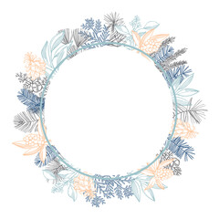 Vector frame with Christmas plants.