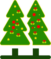 Christmas Tree, Set of Christmas trees, modern colorful flat Icon Isolated on white background