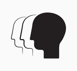 Human heads icon. Silhouette and contour of groups of people, abstract design element, side view. Vector illustration, EPS 10