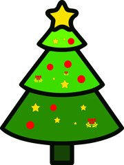 Christmas Tree, Set of Christmas trees, modern colorful flat Icon Isolated on white background