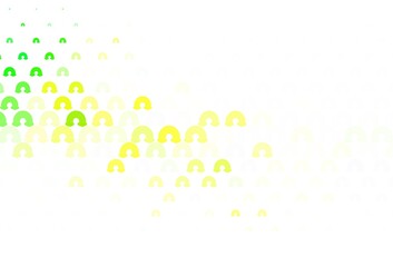 Light Green, Yellow vector texture with rainbows, clouds.