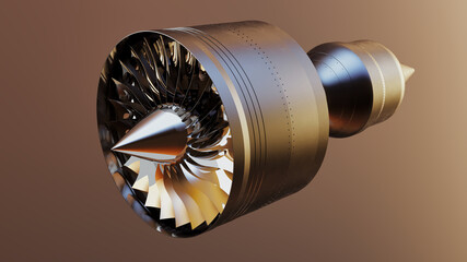Заголовок: Airplane turbine. 3d Rendering.	