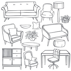 Furniture for the home. Sketch  illustration.