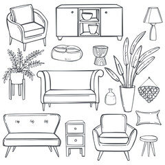 Furniture for the home. Sketch  illustration.