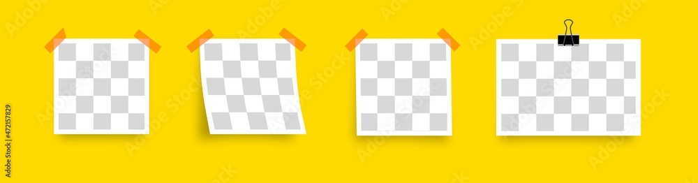 Aufkleber realistic empty photo card frame isolated on yellow background. photo frame set with blank place wit