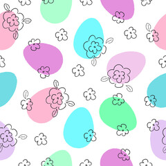 Easter pattern with colored eggs. Vector graphics. Suitable for paper, fabric, background. 