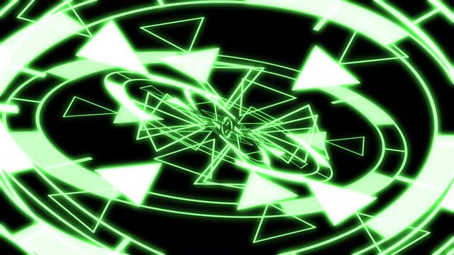 3D Circle Triangle Spin VJ Loop Green XL Animation Background 