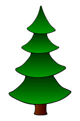 Pine, fir, tree vector green silhouette in flat style, isolated. Clipart, symbol merry christmas and happy new year. Template for children creativity, greeting cards, applications