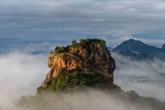 Sigiriya rock in Sri Lanka at dawn