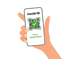 Qr code verification. Covid19 vaccine passport template.