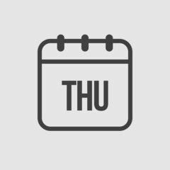 Template icon page calendar, day of week Thursday