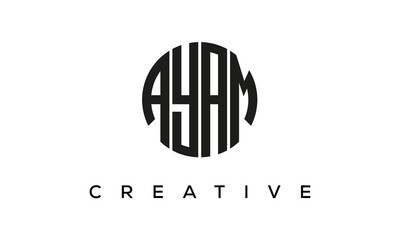 Letters AYAM creative circle logo design vector, 4 letters logo