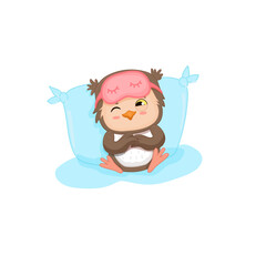 Cute cartoon owl in a sleeping mask