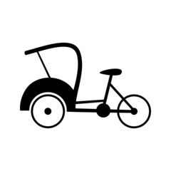Becak, rickshaw indonesia transportation vector illustration  icon . - obrazy, fototapety, plakaty