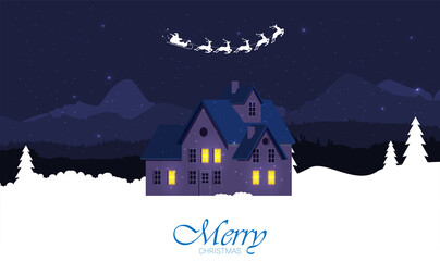 Christmas card. Christmas light flat for web and design