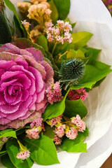 Bouquet with fresh cabbage flower