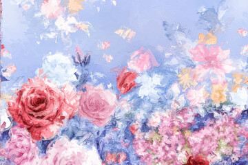 Obraz na płótnie Canvas Beautiful oil painting bouquet flower illustration