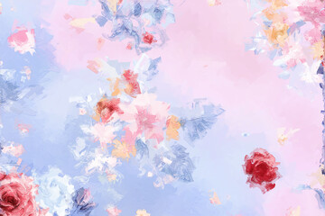 Fototapeta na wymiar Beautiful oil painting bouquet flower illustration