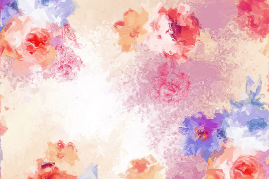 Beautiful oil painting bouquet flower illustration © yang