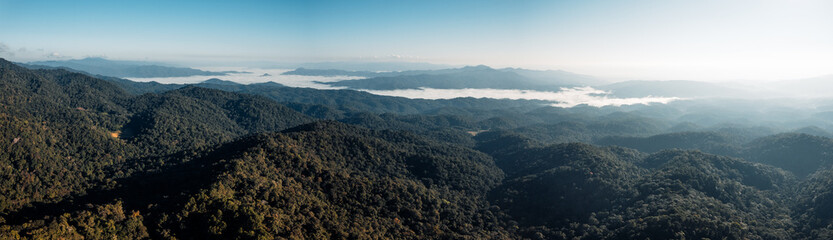 Obraz premium Sunrise above the fog ,Flying above the clouds sunrise and fog