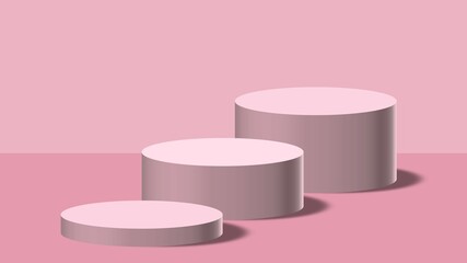 Pink product background stand or podium pedestal on empty display with pastel background. 3D rendering