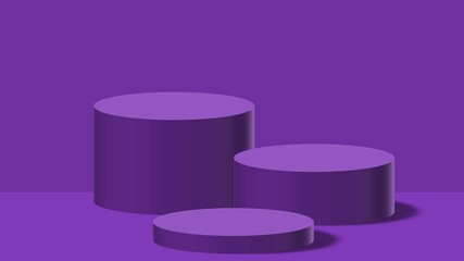 purple product background stand or podium pedestal on empty display with purple background. 3D rendering