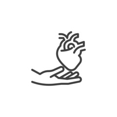Hand with heart line icon