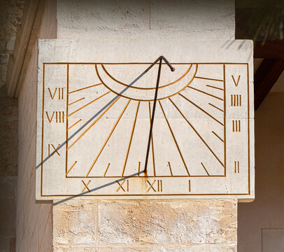 stone sundial close up