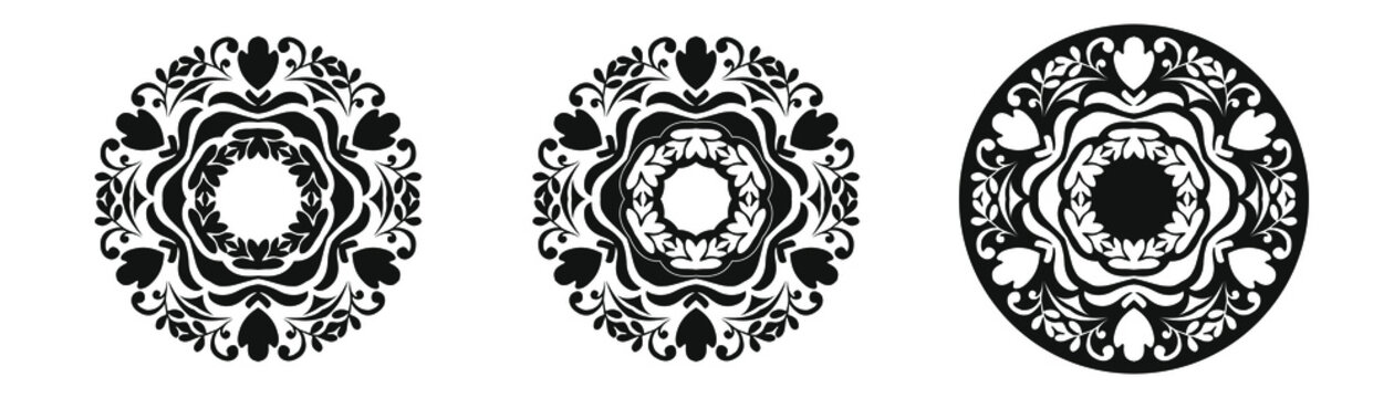 Vector set of logo design templates in oriental style. Folk ornaments.