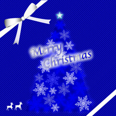 青いクリスマスカード、 イラスト