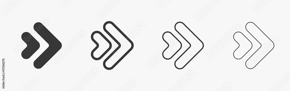 Fototapete arrow icon set for motion and interface. black arrow sign collection vector for graphic design. arro