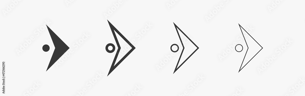 Aufkleber triangular arrow with ellipse for direction and navigation. set of arrow icon for web design