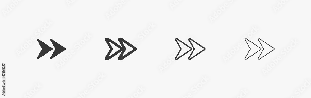 Wall mural next arrow. black arrow icon on isolated on white background for web, interface, and play. arrow vec