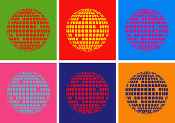 Disco ball Vector icon Pop Art Style. Psychedelic. Cosmic.