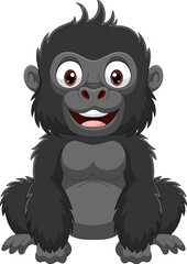 Cartoon cute baby gorilla sitting