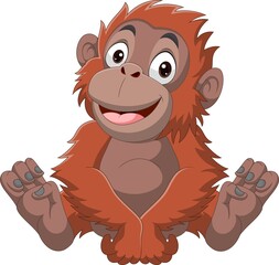 Cartoon cute baby gorilla sitting © tigatelu