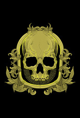 Skull with ornament artwork illustration