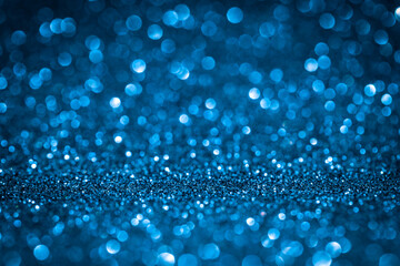 Blue glitter light sparkling bokeh abstract background with defocused lights Christmas, Christmas...