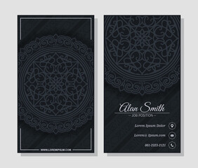 Luxury dark business card template with Ornament design