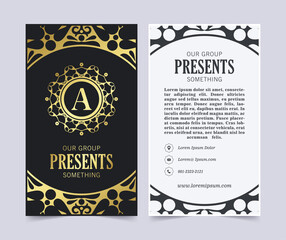 Luxury dark business card template with Ornament design