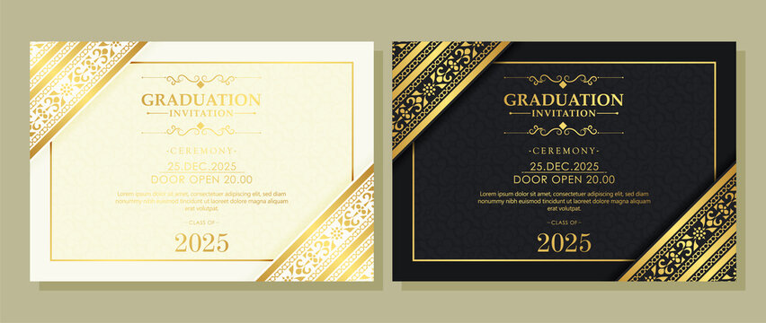 Elegant graduation invitation template with ornament
