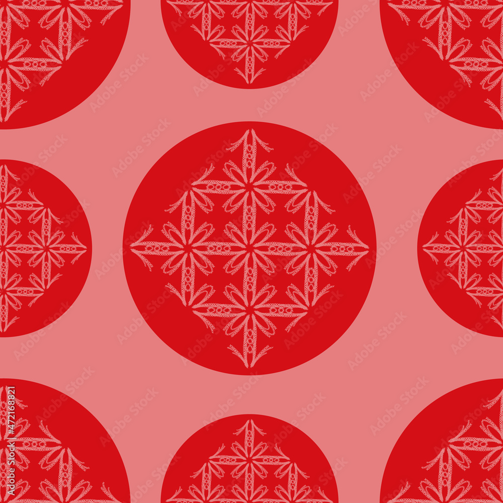 Poster cross stitched red and pink pattern seamless repeat background