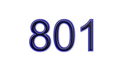 blue 801 number 3d effect white background