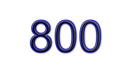 blue 800 number 3d effect white background