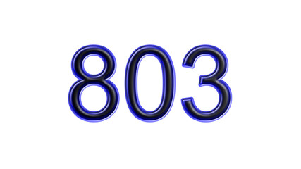 blue 803 number 3d effect white background